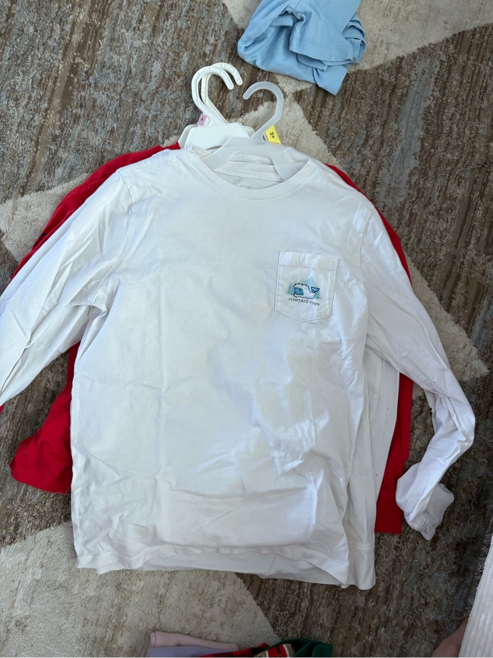 Vineyard Vines White Long Sleeve Pocket Tee with Small Whale Graphic